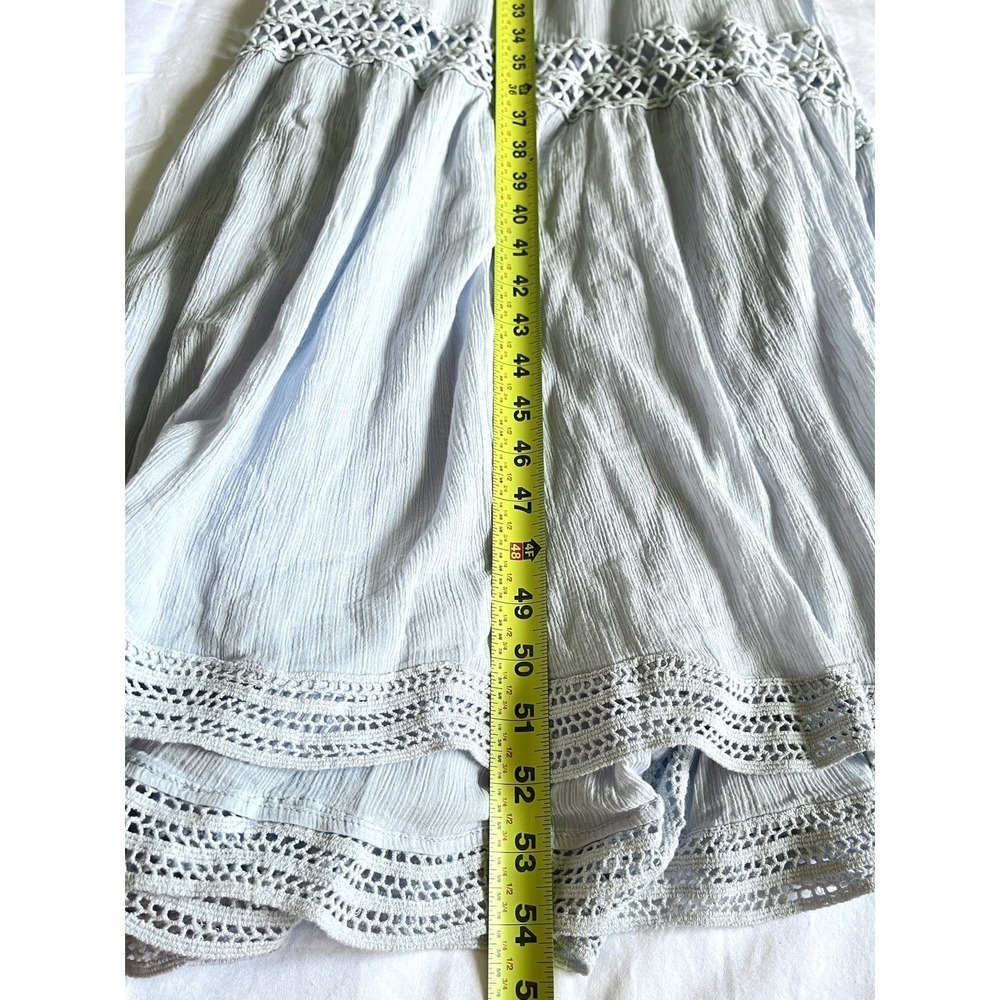 Guess Womens Ethereal Lace-Up Tiered Maxi Dress Size XL Blue Boho Cottagecore - Picture 10 of 11
